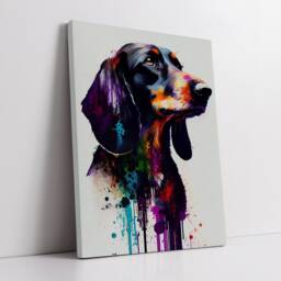 Colorful Dachshund Dog Abstract Oil Painting Splatter Style Wall Art, Framed Canvas Poster Print, Home Kitchen Office Room Decor, Gifts - thumbnail 2