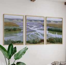 River Delta Trio, Coastal Wetland Wall Art Set - thumbnail 1