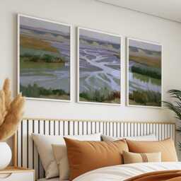 River Delta Trio, Coastal Wetland Wall Art Set - thumbnail 3