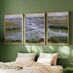 River Delta Trio, Coastal Wetland Wall Art Set - thumbnail 2
