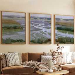River Delta Trio, Coastal Wetland Wall Art Set - thumbnail 4