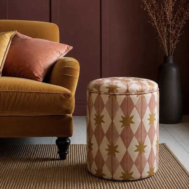 Dressing Table Pouffe in Ashleigh Mercia Starfall Pink - image 1
