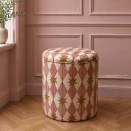 Dressing Table Pouffe in Ashleigh Mercia Starfall Pink