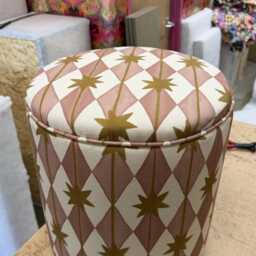 Dressing Table Pouffe in Ashleigh Mercia Starfall Pink - thumbnail 3