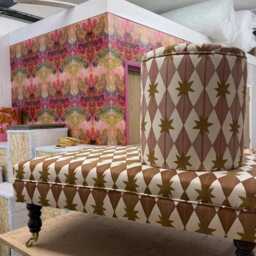 Dressing Table Pouffe in Ashleigh Mercia Starfall Pink - thumbnail 2