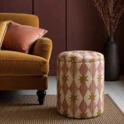 Dressing Table Pouffe in Ashleigh Mercia Starfall Pink - thumbnail 1