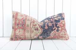 Kilim Lumbar Pillow Cover Vintage Turkish Home Decor - 12x24 Inch - thumbnail 1
