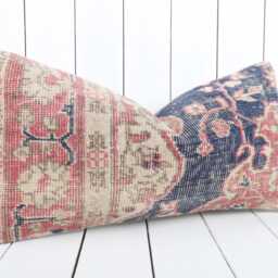 Kilim Lumbar Pillow Cover Vintage Turkish Home Decor - 12x24 Inch - thumbnail 3