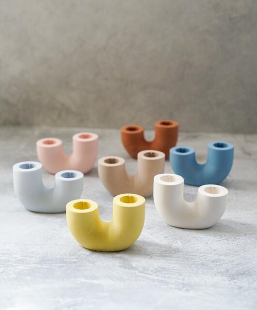 Handmade Concrete U-Shaped Candlestick Holder Taper Candle Decor - image 1