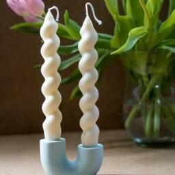 Handmade Concrete U-Shaped Candlestick Holder Taper Candle Decor - thumbnail 2