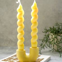 Handmade Concrete U-Shaped Candlestick Holder Taper Candle Decor - thumbnail 4