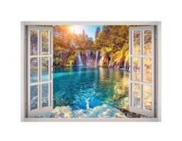 Crystal Water Waterfall View Window 3D Wall Decal Art Removable Wallpaper Mural Sticker Vinyl Home Decor