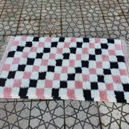 Checkered Rug Wool Hand Woven Genuine Moroccan Beni Ourain Carpet Soft Shag Artistic Oriental Checker Moroccan Rug - thumbnail 3