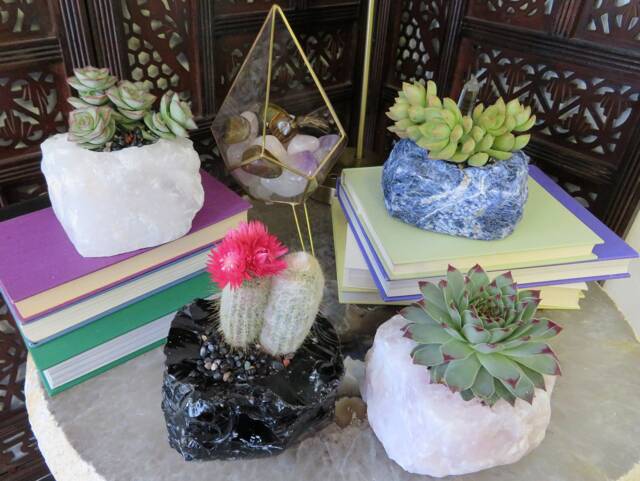 Rough Natural Stone Plant Holder - Choose Your Pot Home Decor - Rk6A - image 1