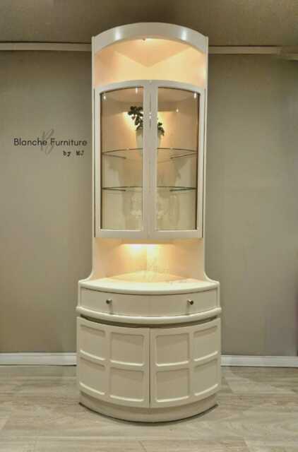 Tall Nathan Mid Century Modern Corner Drinks Cabinet - Stone Refinished Bar Unit - image 1