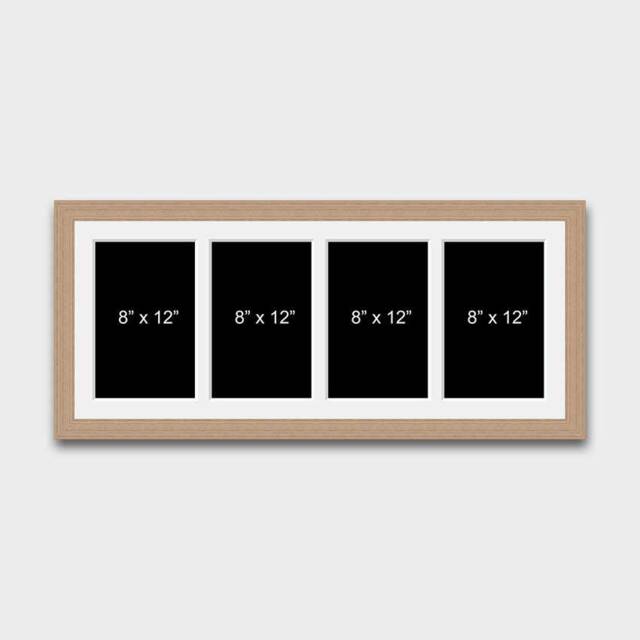 Multi Photo Picture Frame - 4 Apertures 8x12 Photos 30mm Wide Oak Veneer - image 1