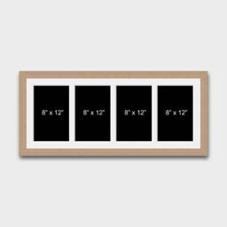 Multi Photo Picture Frame - 4 Apertures 8x12 Photos 30mm Wide Oak Veneer