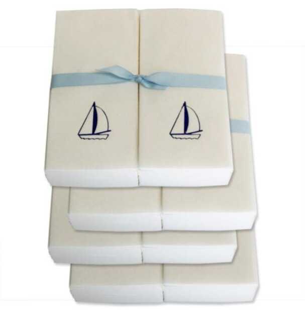Nature's Linen Disposable Guest Hand Towels Wrapped With A Ribbon - Embossed Sailboat - image 1