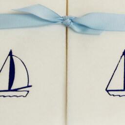 Nature's Linen Disposable Guest Hand Towels Wrapped With A Ribbon - Embossed Sailboat - thumbnail 3