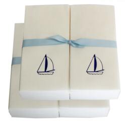 Nature's Linen Disposable Guest Hand Towels Wrapped With A Ribbon - Embossed Sailboat - thumbnail 2
