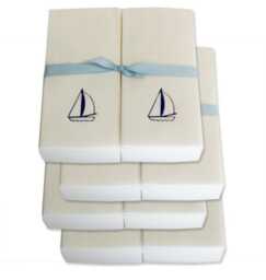 Nature's Linen Disposable Guest Hand Towels Wrapped With A Ribbon - Embossed Sailboat