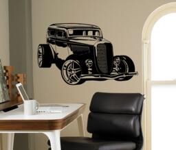 Hot Rod Roadster Wall Decal Classic Retro Car Vinyl Sticker Racing Home Interior Art Decor Ideas 13(Crc - thumbnail 1