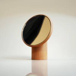 Wood Desk Mirror Beech Base, Minimalist Home Decor