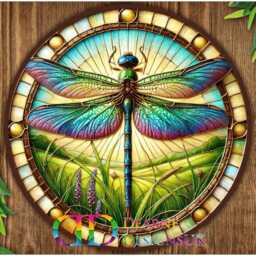 Dragonfly Sign, Wall Stained Glass Dragonfly, Faux Glass Sign, Metal Garden Decoration, Dragonfly Gift - thumbnail 2