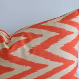 Ikat Orange Coral Pillow Cover - Throw Decorative Pillows Accent Lumbar Euro Sham - thumbnail 2