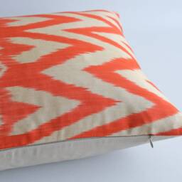 Ikat Orange Coral Pillow Cover - Throw Decorative Pillows Accent Lumbar Euro Sham - thumbnail 3