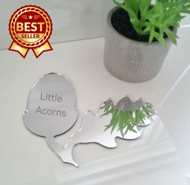Acorn & Oak Leaf Acrylic Mirror Wall Art - Personalized Engraving - image 1