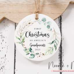First Christmas As Grandparents Grandma Nana Grandpa Keepsake - Tree Decoration Personalised Ceramic Bauble Style8 - thumbnail 3