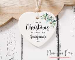 First Christmas As Grandparents Grandma Nana Grandpa Keepsake - Tree Decoration Personalised Ceramic Bauble Style8 - thumbnail 1