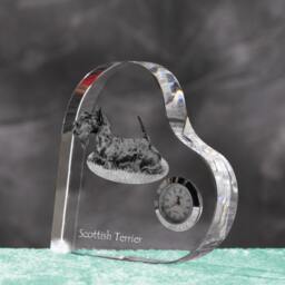Scottish Terrier - Crystal Clock in The Shape Of A Heart With Image Pure-Bred Dog - thumbnail 2