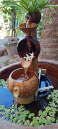 Handmade Coconut Shell Tabletop Fountain, Bamboo Water Feature - thumbnail 1