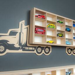 Wooden Toy Car Garage, Hanging Storage, Decoration For Boys Room, , Gift Toddler Boy, Montessori, Wall Parking Hot Wheels Cars - thumbnail 2
