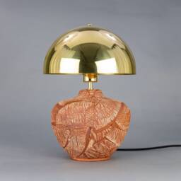 Lawson Ceramic Table Lamp With Brass Dome Shade, Red Iron