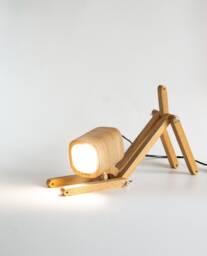 Handmade Bedside Wooden Dog Lamp, Desk Or Table Lamp