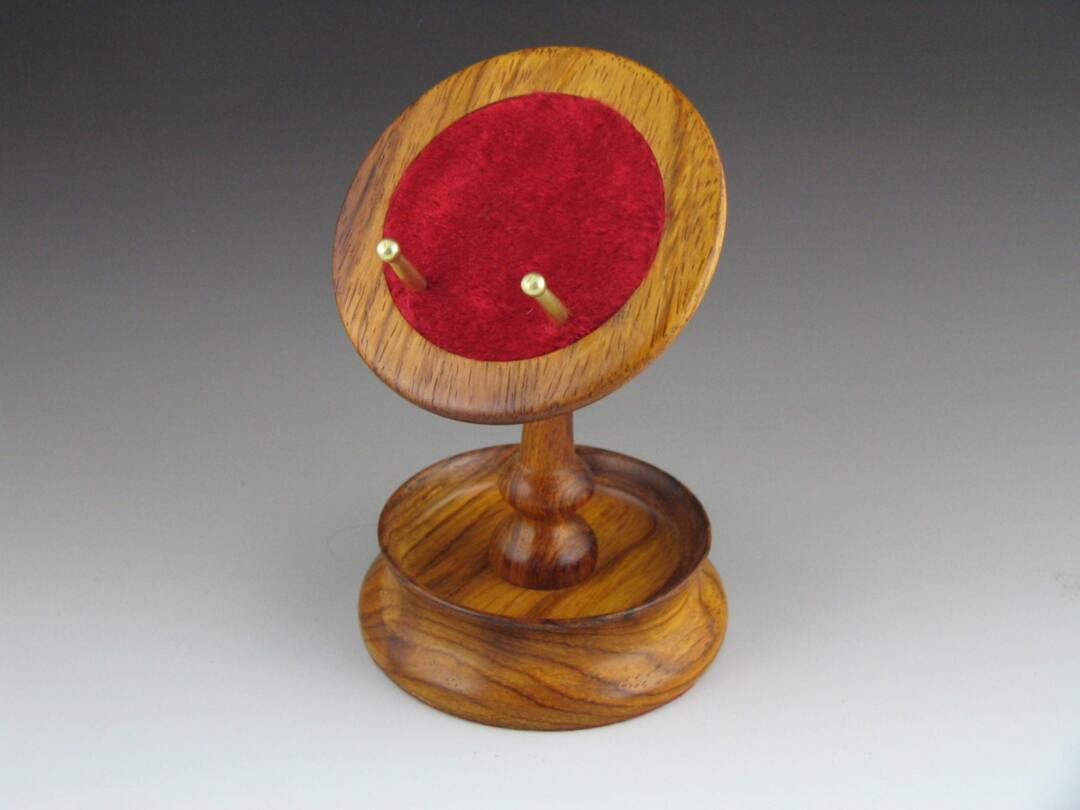 Pocket Watch Stand, Rosewood With Dark Red Velvet Cushion by