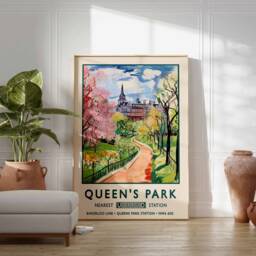 Queen's Park London Print, William Morris Poster, Botanical Gardens Vintage Wall Art, Floral A1/A2/A3/A4 - thumbnail 2
