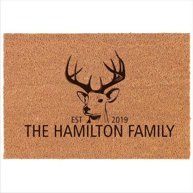 Personalised Natural Coir Doormat Custom Family Name Welcome Mat - image 1