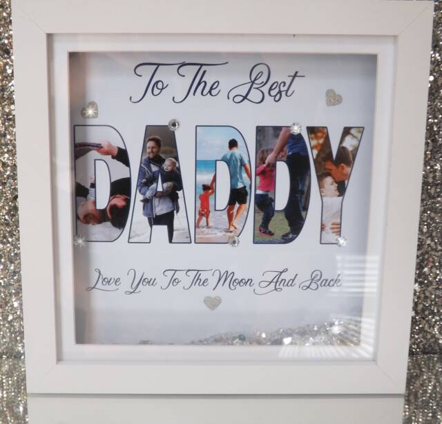 Personalised Mum Mummy Mothers Day Gift Shadow Box Frame Print Photo Photos Bespoke Name Text Crystals Crystal Embellished Birthday - image 1