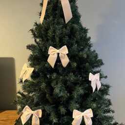 Cream Velvet Christmas Tree Bows, Bows For Tree, Decorations, Cream Sr028 Cream, 5.5 Inch - thumbnail 2