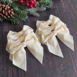 Cream Velvet Christmas Tree Bows, Bows For Tree, Decorations, Cream Sr028 Cream, 5.5 Inch