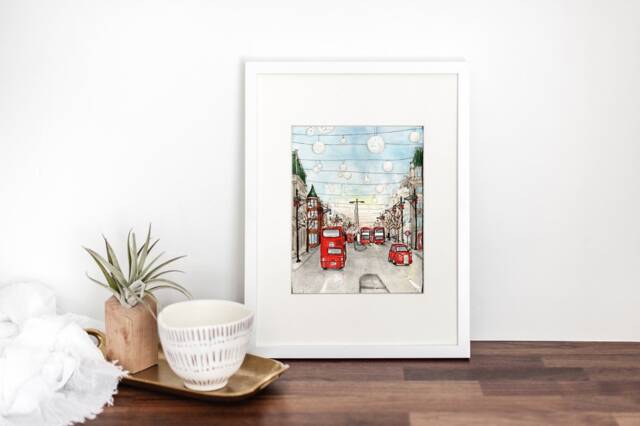 London Watercolor Print Peccadilly Circus & Regent Street - image 1