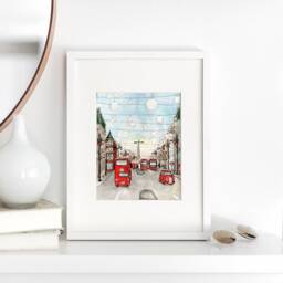 London Watercolor Print Peccadilly Circus & Regent Street - thumbnail 3