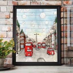 London Watercolor Print Peccadilly Circus & Regent Street - thumbnail 2