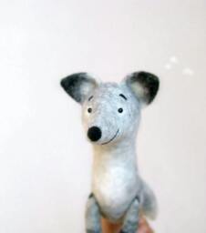 Felt Toy Silver Fox - Antuon, Art Plush Felted Woodland Marionette Puppet Animal Stuffed Toy. Gray. Christmas Gift - thumbnail 1