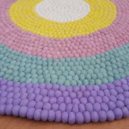 Felt Ball Rug Handmade 100% Wool Pom Nursery Carpet - thumbnail 3