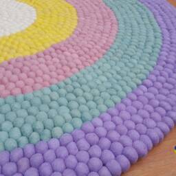 Felt Ball Rug Handmade 100% Wool Pom Nursery Carpet - thumbnail 2